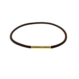 14K YELLOW GOLD BAYONET CLASP LEATHER BRACELET