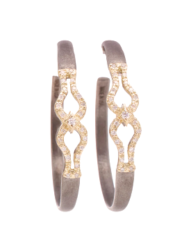 35mm Hoop Earrings w/ White Diamonds