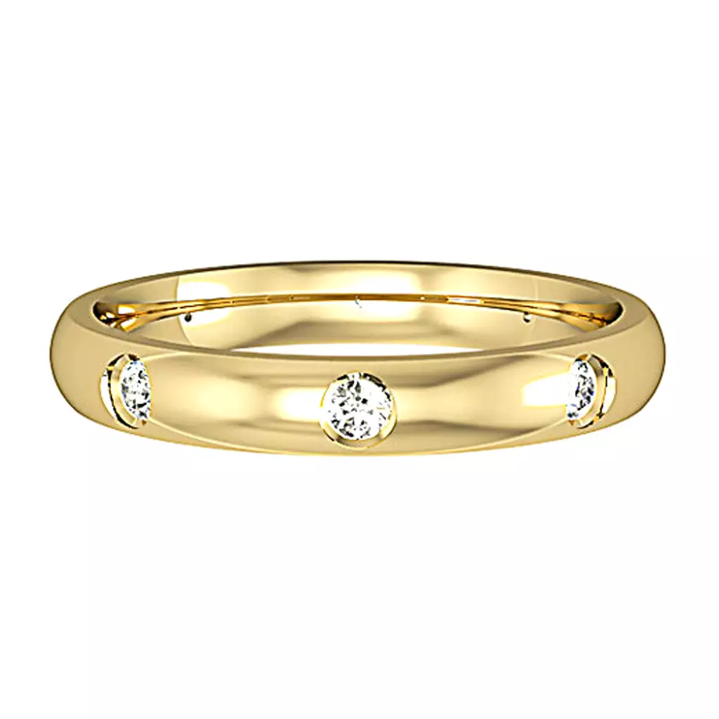 3mm Court Shape Band with 8 Diamonds