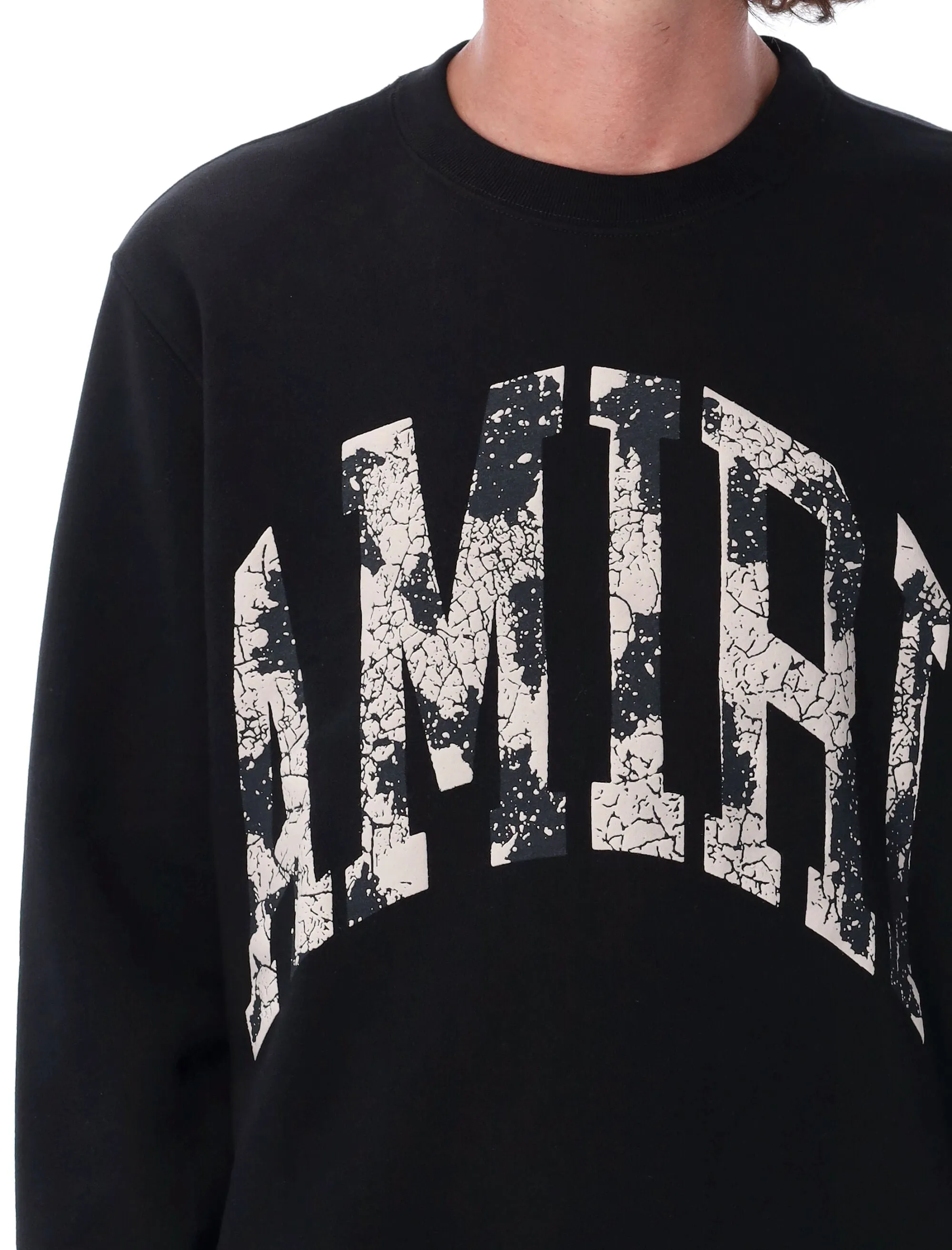 Amiri Distressed Logo Printed Crewneck Sweatshirt