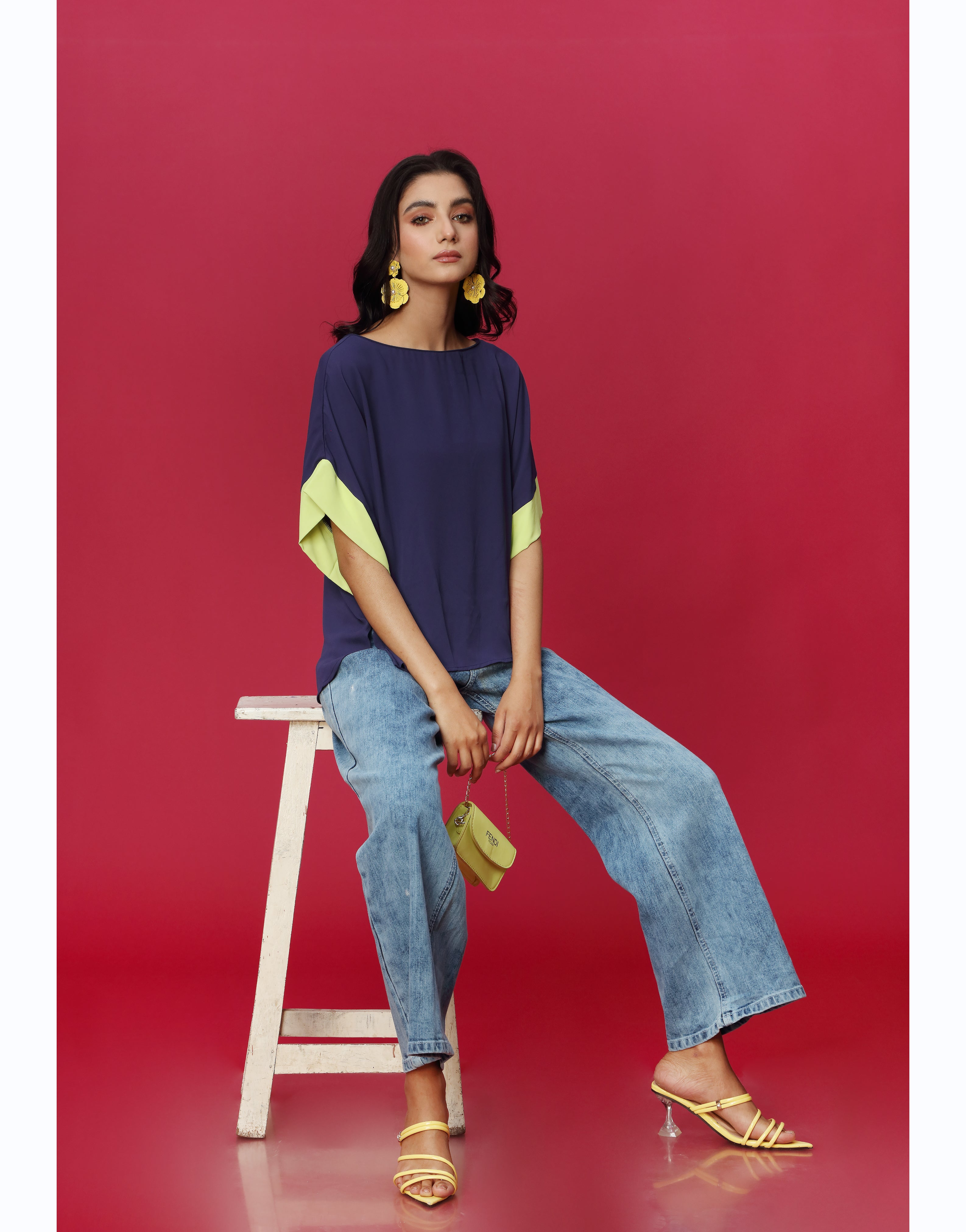 Baggy Sleeves Top in Blue