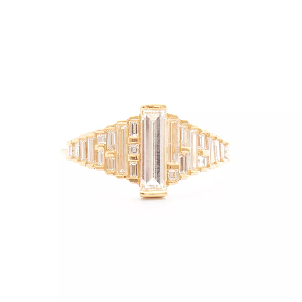 Baguette Diamond Ring with Gradient Diamonds