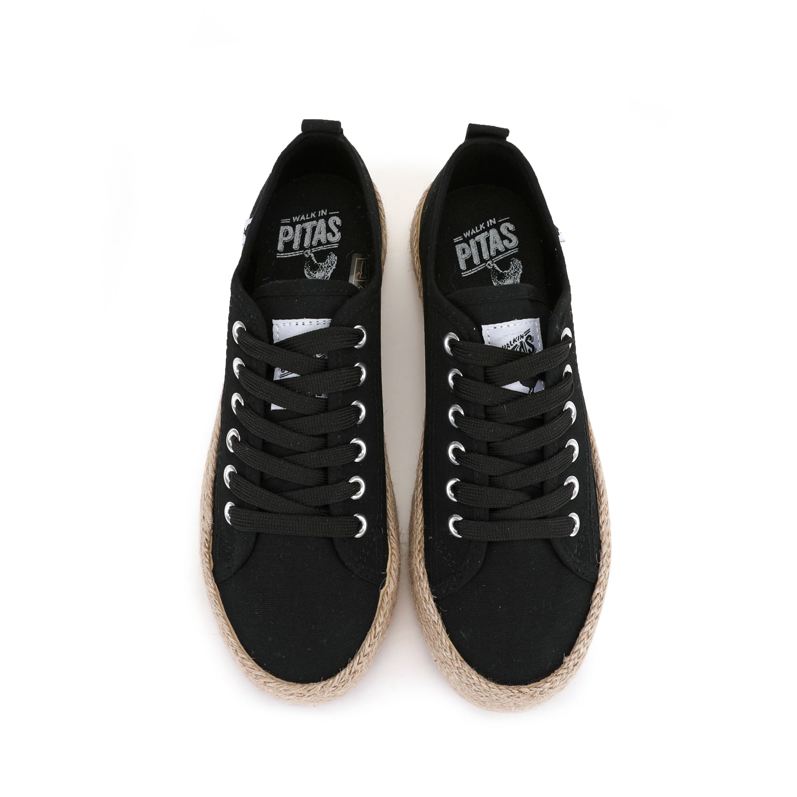 Black canvas lace-up espadrille sneakers