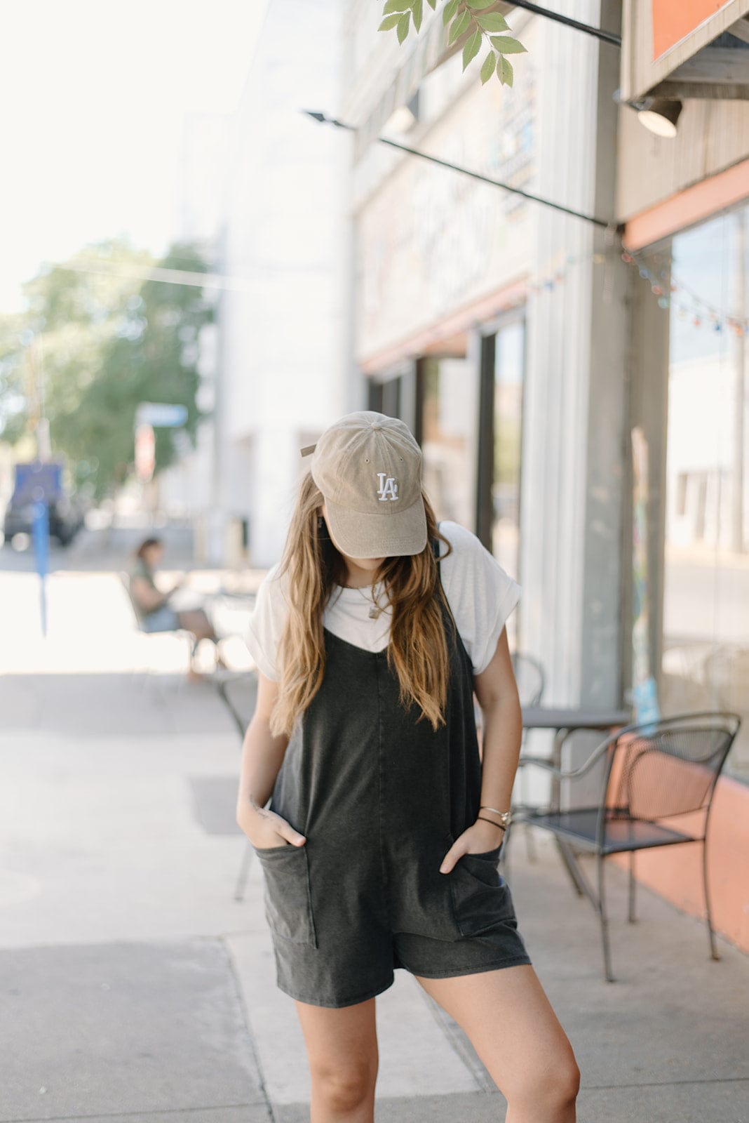 Black Wash Sleeveless Loose Romper