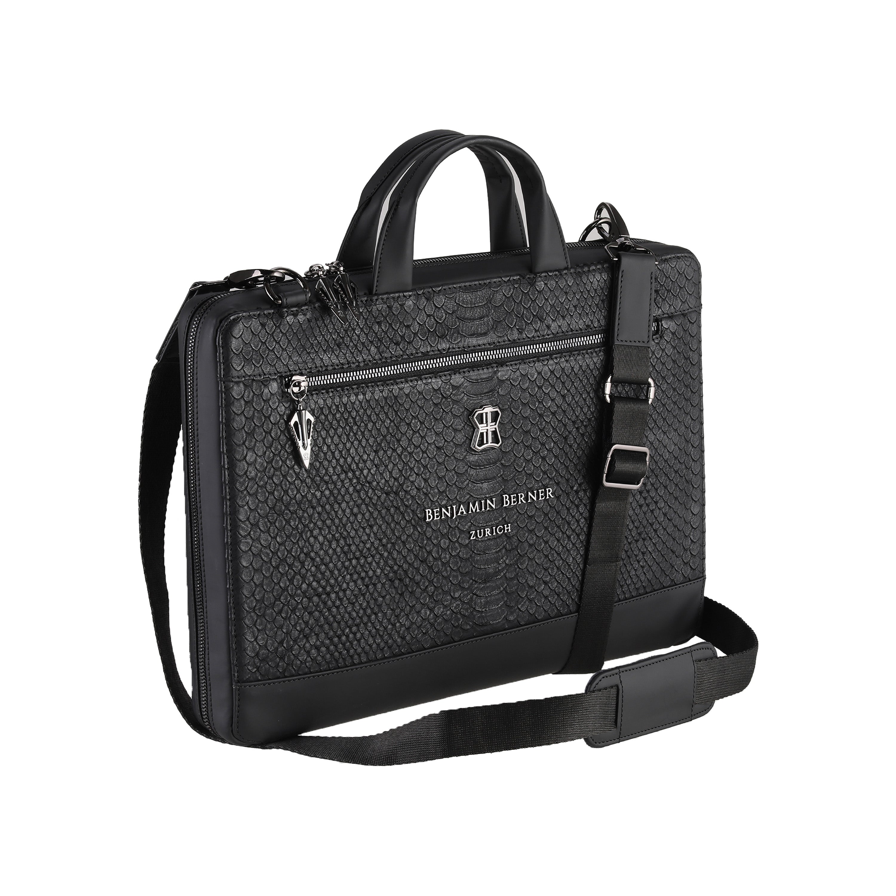 BNJ BRIEFCASE BLACK PYTHON CUT MATT NAPPA