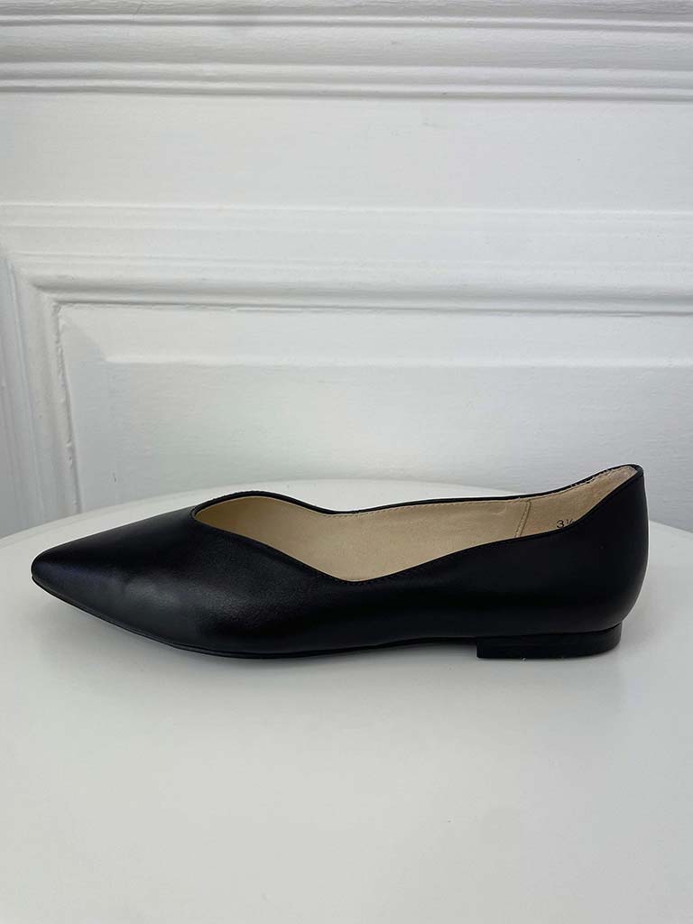 Caprice Leather Ballet Pumps - Black