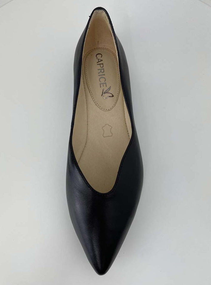 Caprice Leather Ballet Pumps - Black