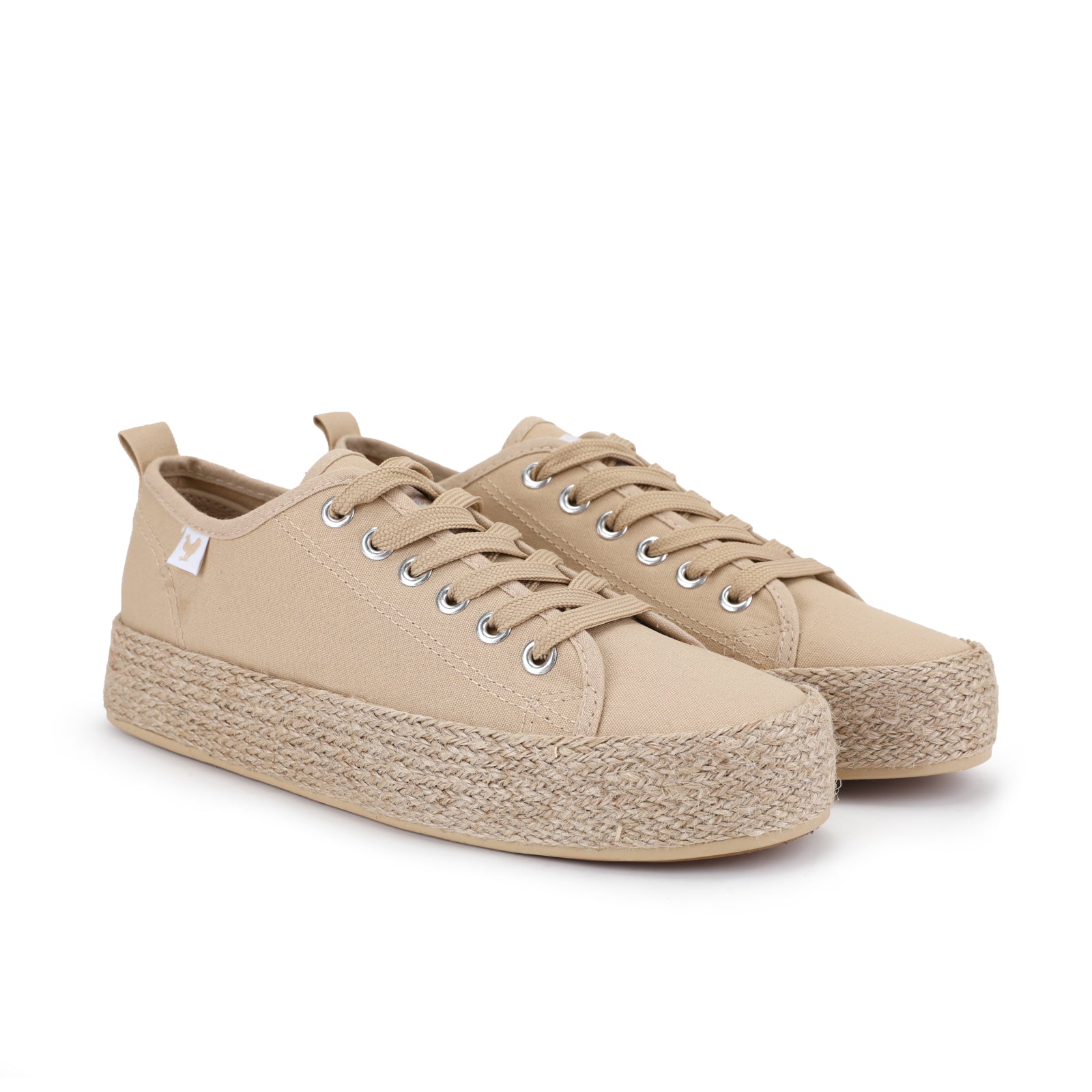 Caramel canvas lace-up espadrille sneakers