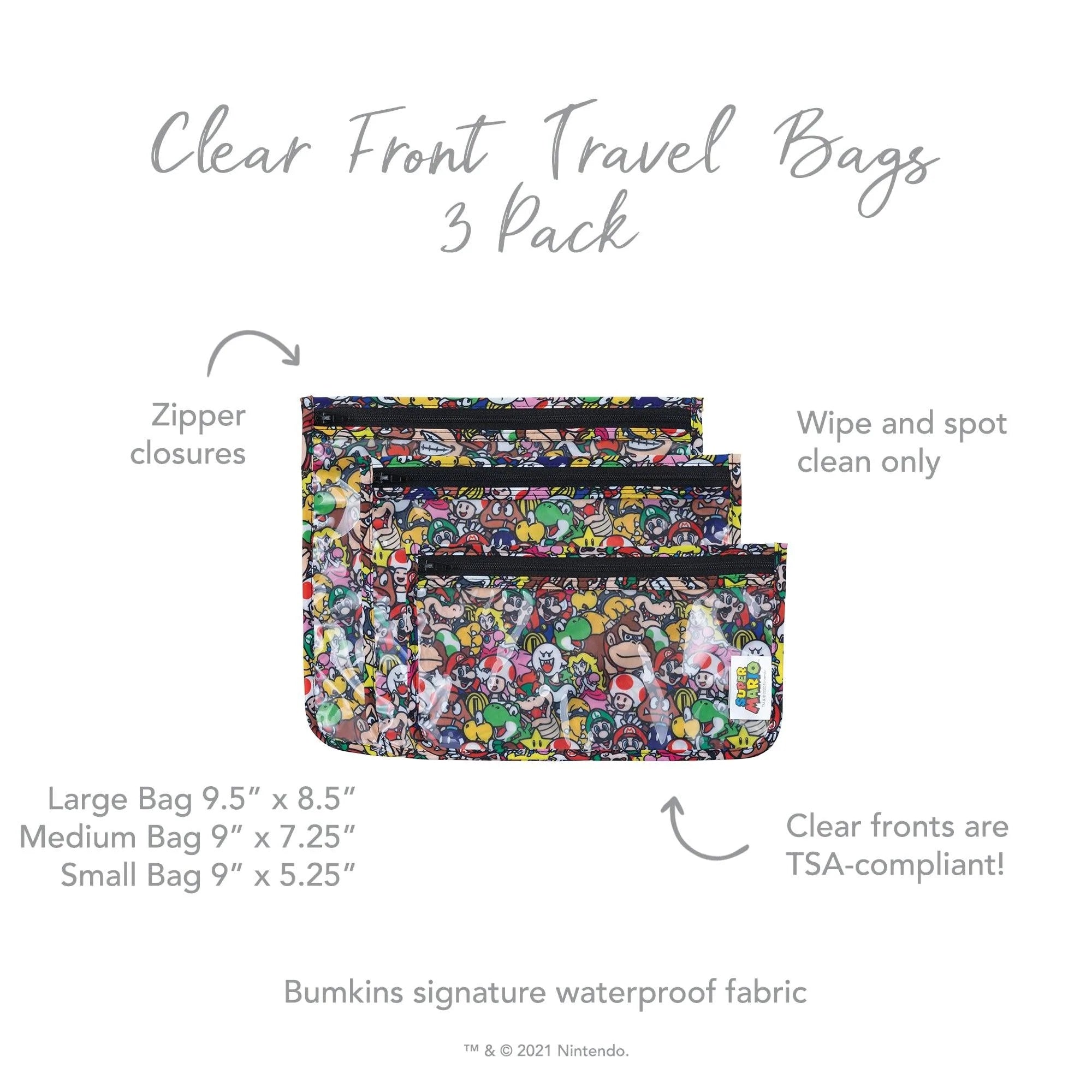 Clear Travel Bag 3-Pack: Super Mario Mashup