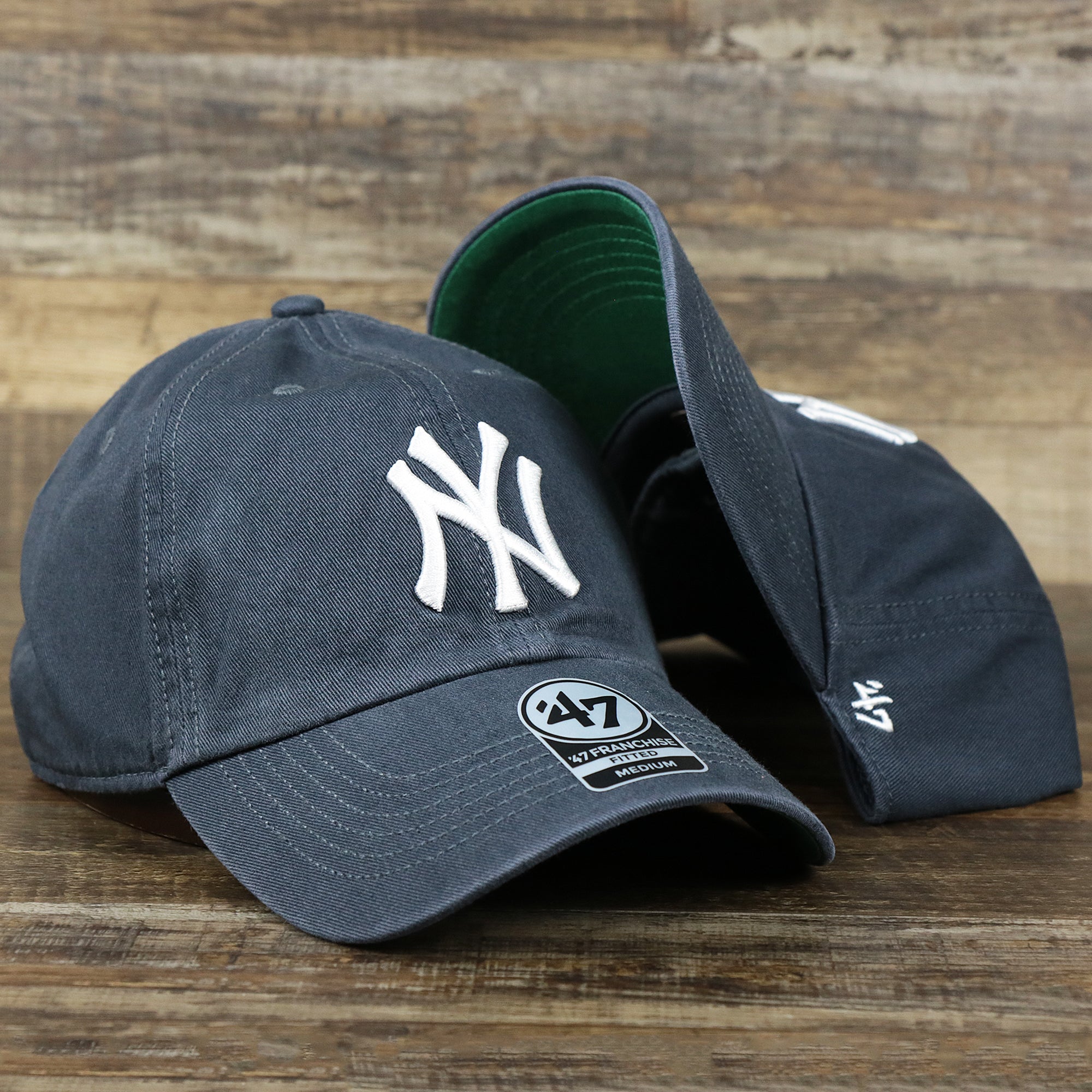 Cooperstown New York Yankees Green Bottom Yankees Wordmark Fitted Cap | Vintage Navy Fitted Cap