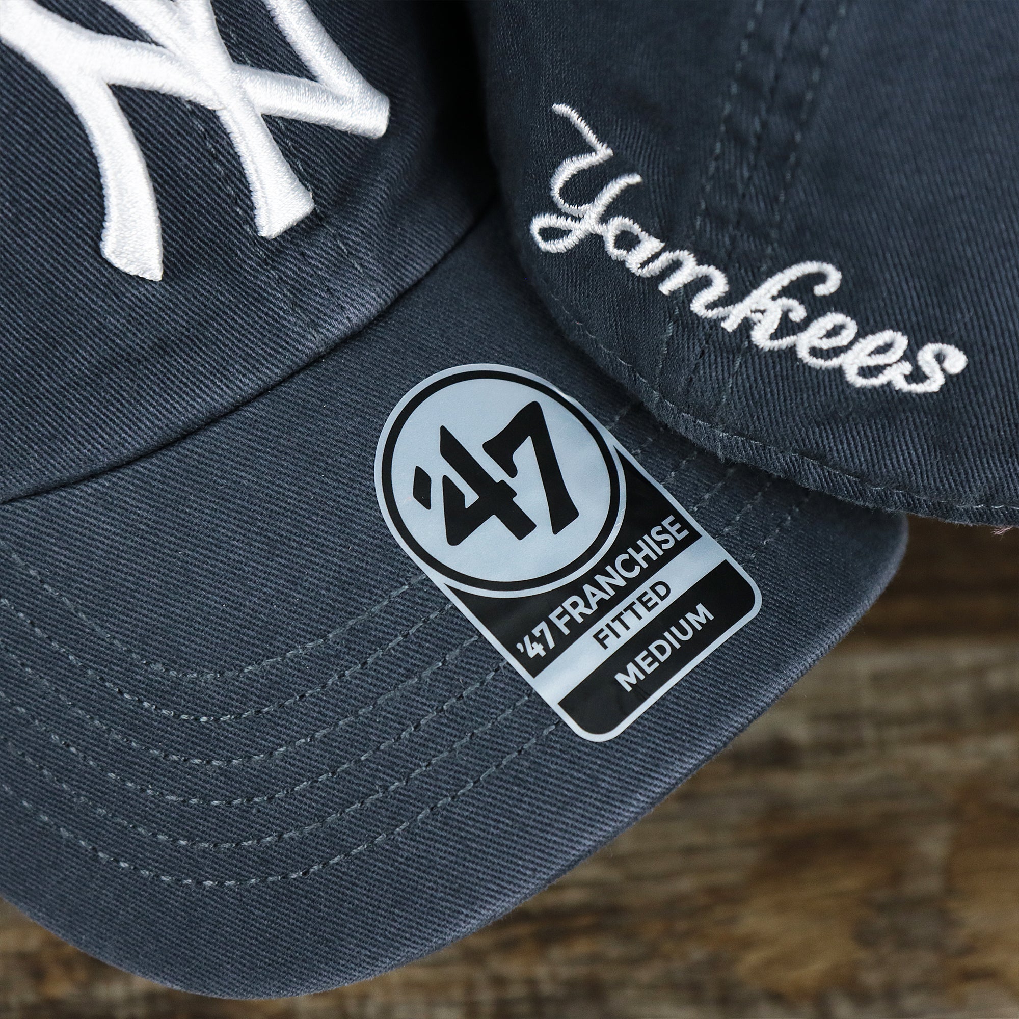 Cooperstown New York Yankees Green Bottom Yankees Wordmark Fitted Cap | Vintage Navy Fitted Cap