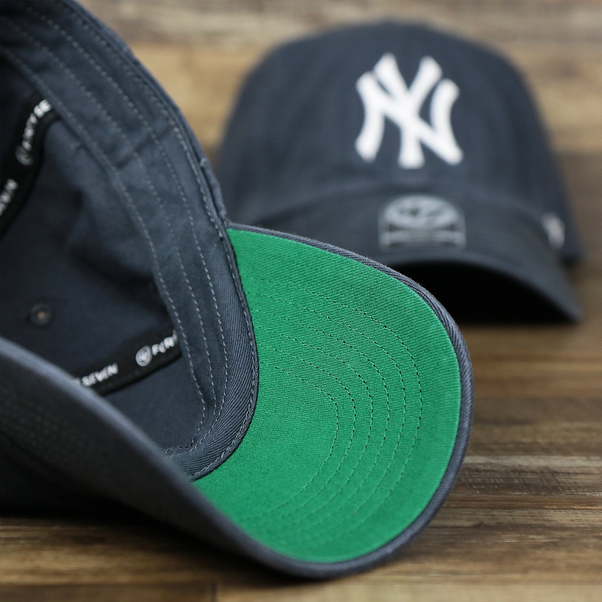 Cooperstown New York Yankees Green Bottom Yankees Wordmark Fitted Cap | Vintage Navy Fitted Cap