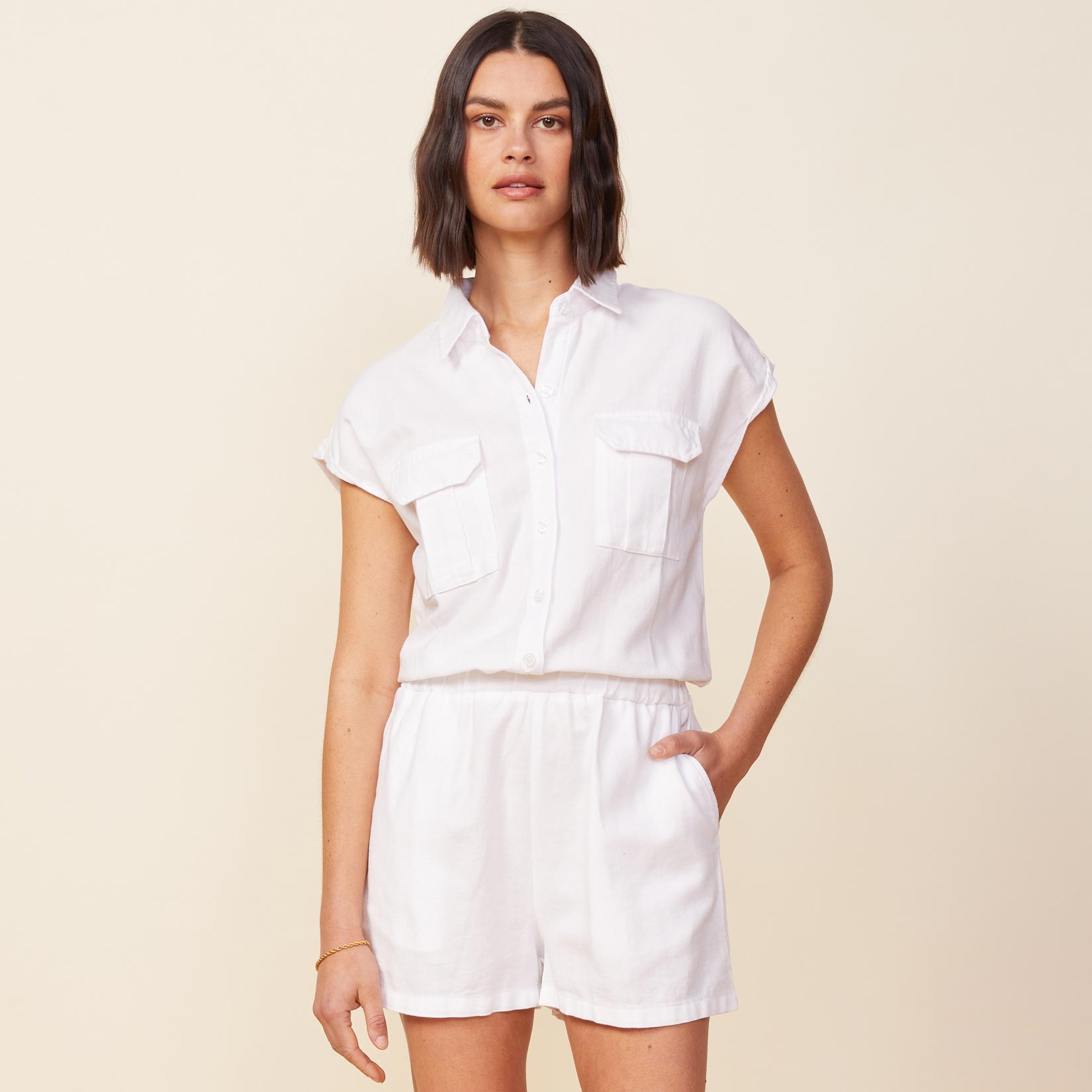 Cotton Twill Pocket Romper