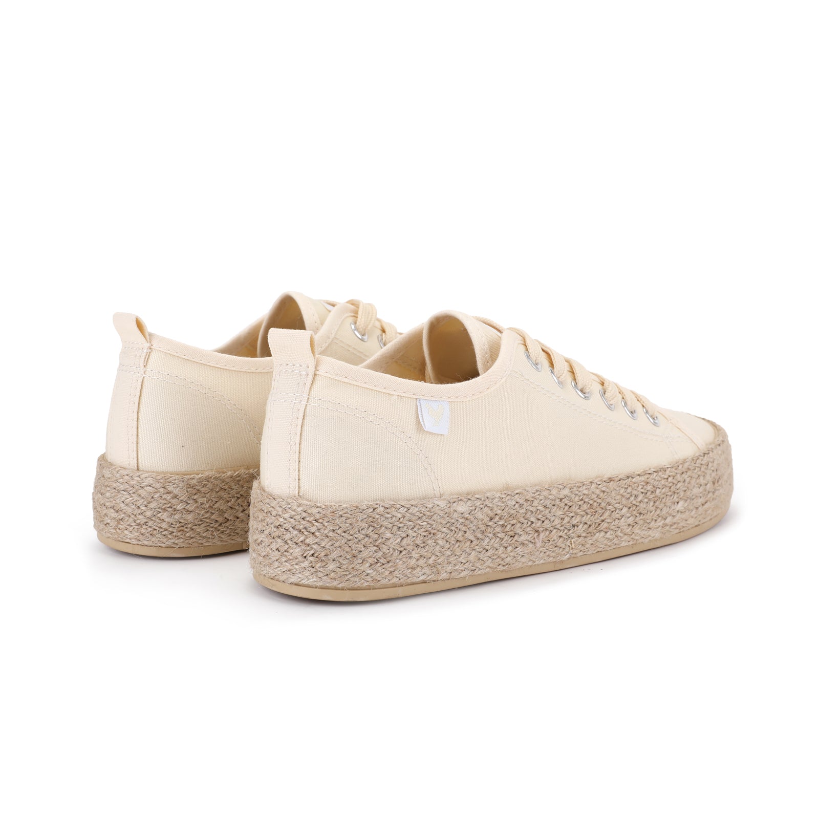 Cream white canvas lace-up espadrille sneakers