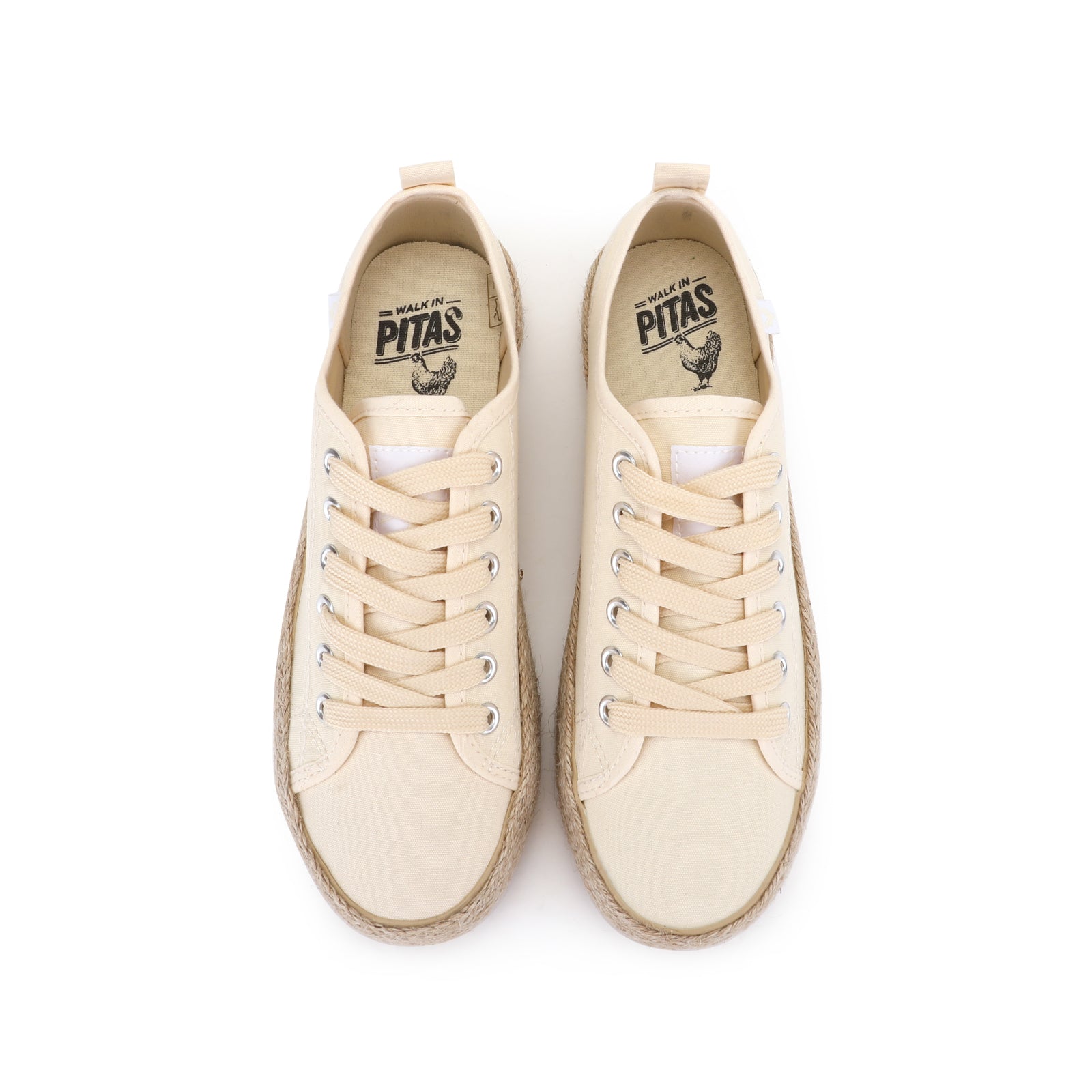 Cream white canvas lace-up espadrille sneakers