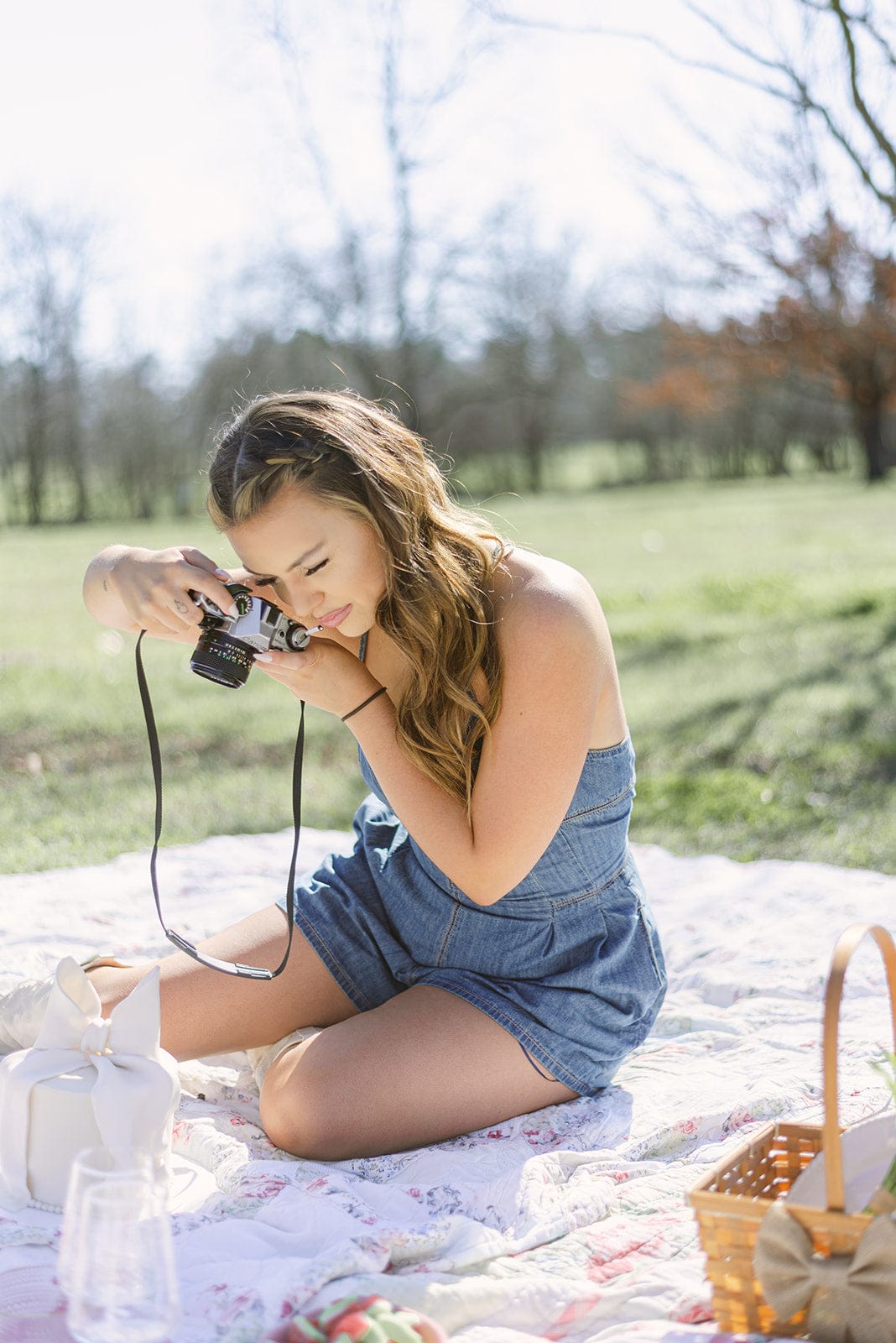 Dark Wash Tie Back Denim Romper