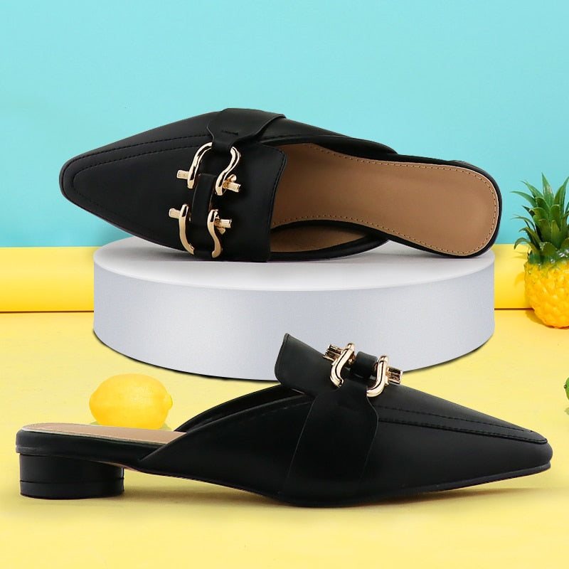 Elegant Low Heel Pointed Toe Mules