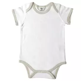 Fibre for Good Short Sleeve Bodysuit w Contrast Bind - Natural/Sage