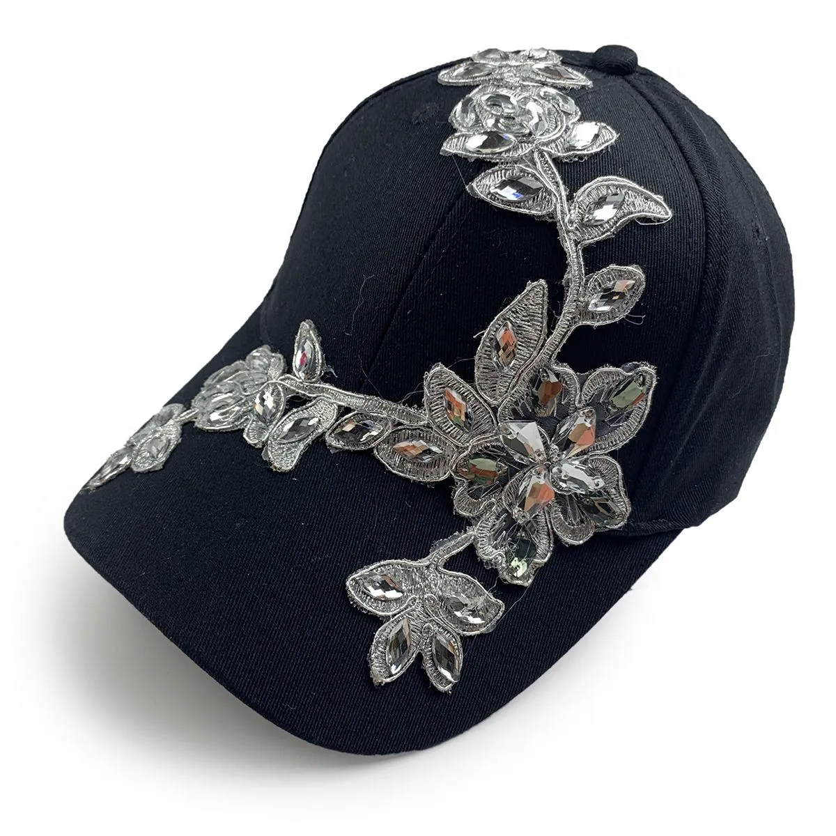 Flora Rhinestone Hat in Black