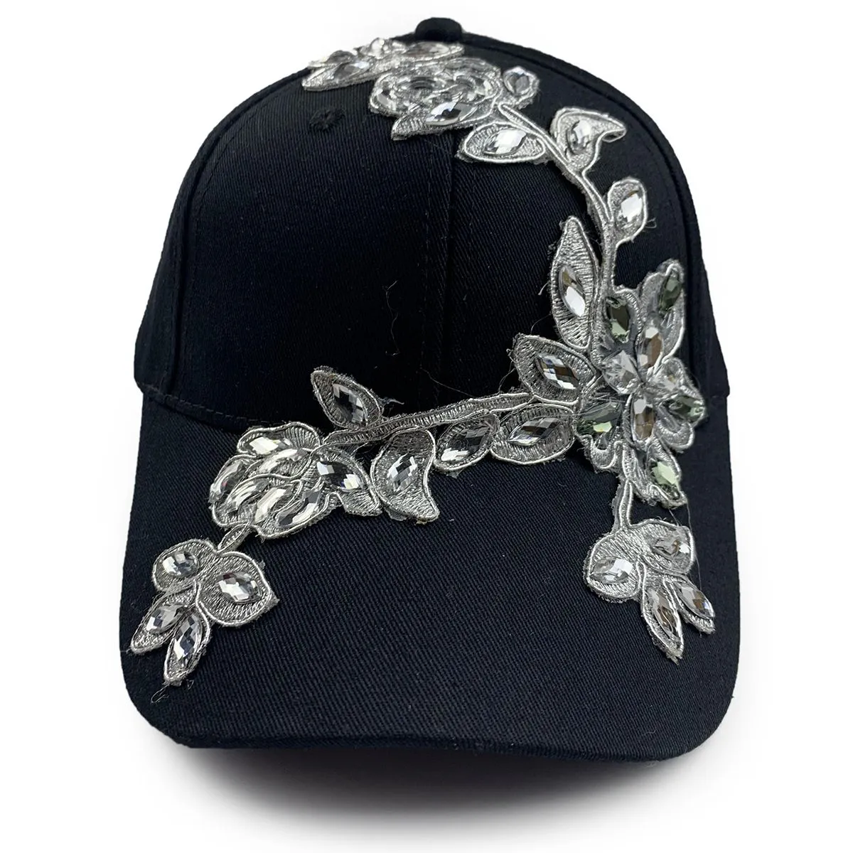 Flora Rhinestone Hat in Black