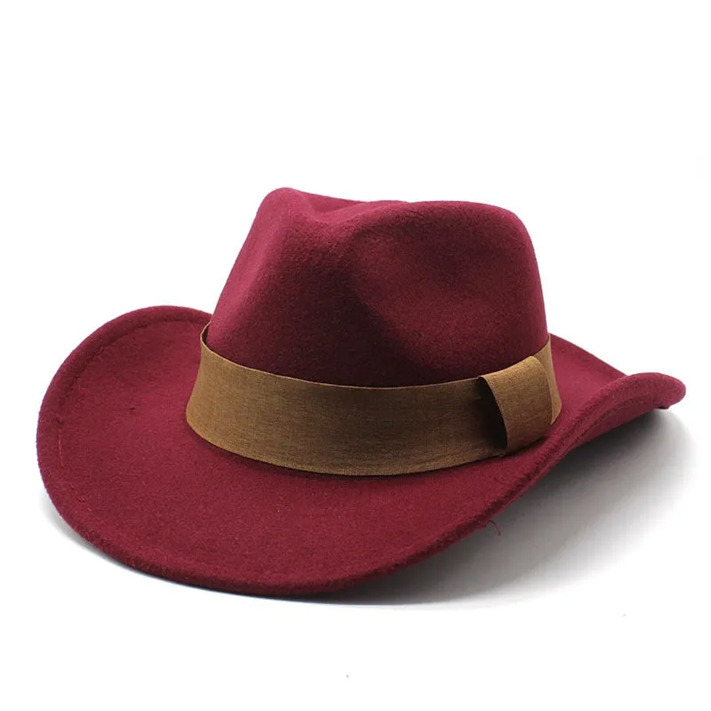 Formal Style Retro Western Wide Brim Jazz Cowboy Hat for Men and Women