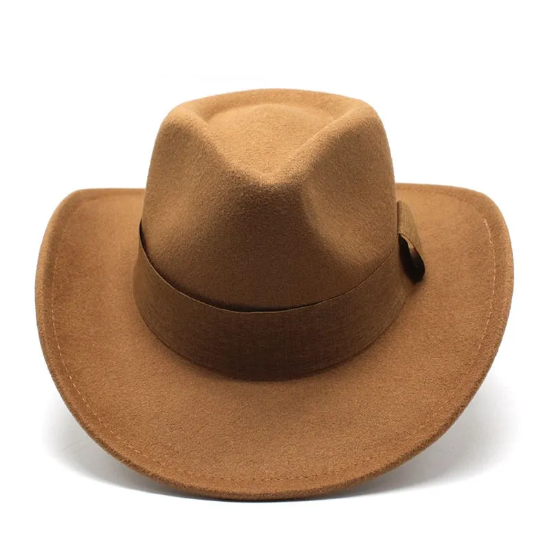 Formal Style Retro Western Wide Brim Jazz Cowboy Hat for Men and Women