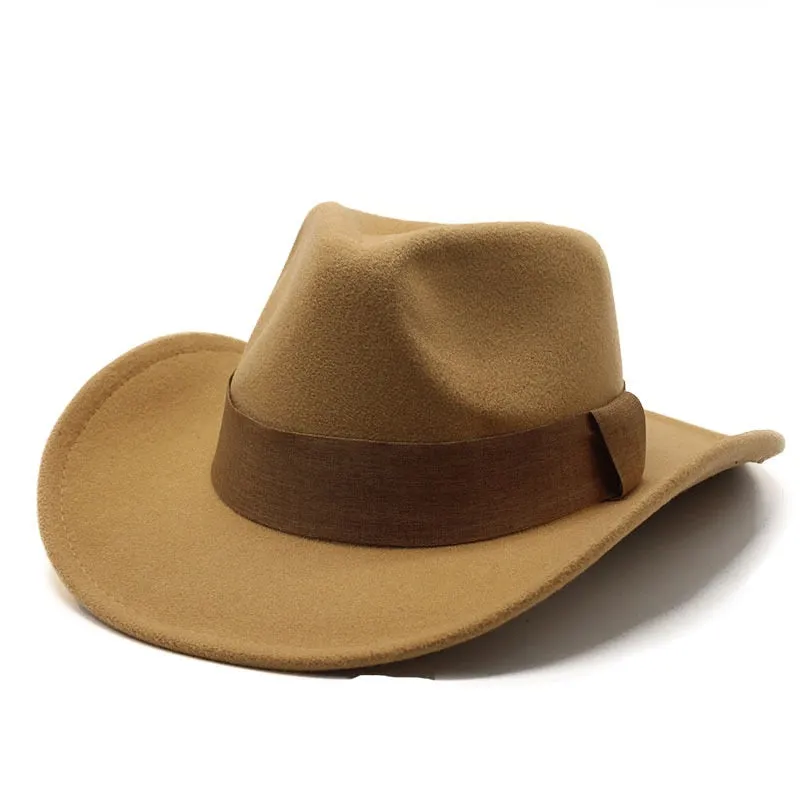 Formal Style Retro Western Wide Brim Jazz Cowboy Hat for Men and Women