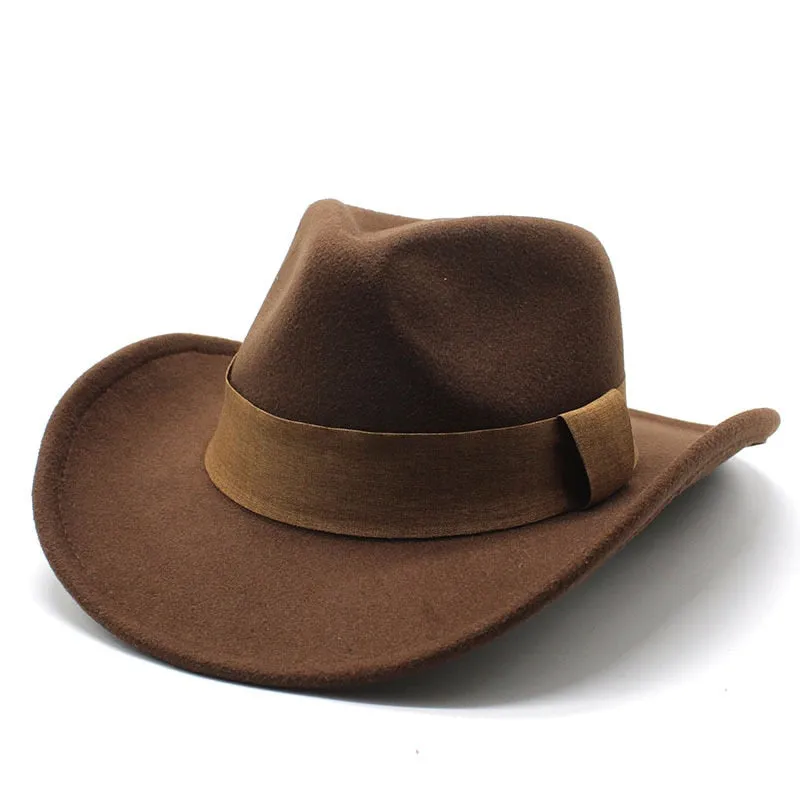 Formal Style Retro Western Wide Brim Jazz Cowboy Hat for Men and Women