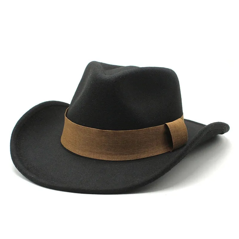 Formal Style Retro Western Wide Brim Jazz Cowboy Hat for Men and Women