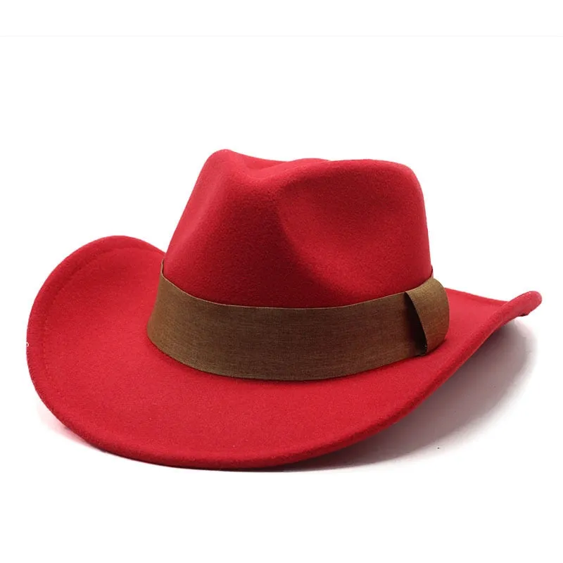 Formal Style Retro Western Wide Brim Jazz Cowboy Hat for Men and Women