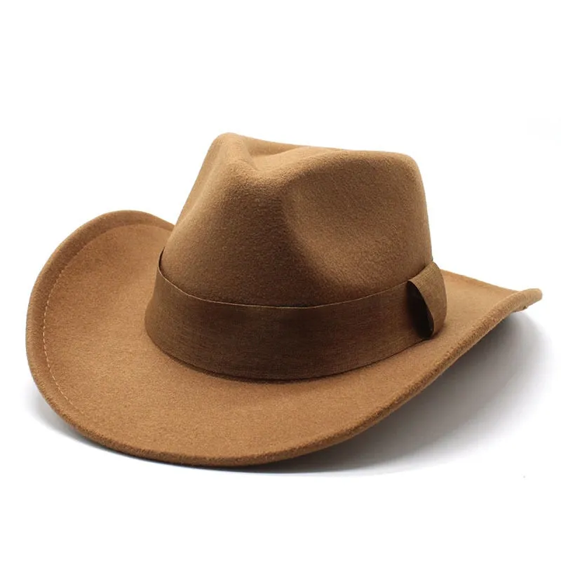 Formal Style Retro Western Wide Brim Jazz Cowboy Hat for Men and Women