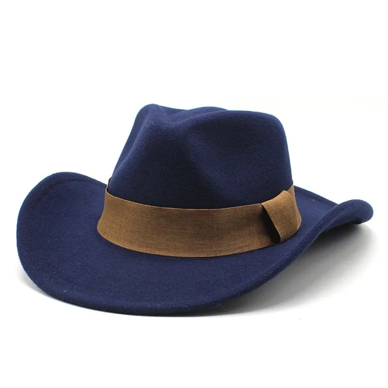 Formal Style Retro Western Wide Brim Jazz Cowboy Hat for Men and Women