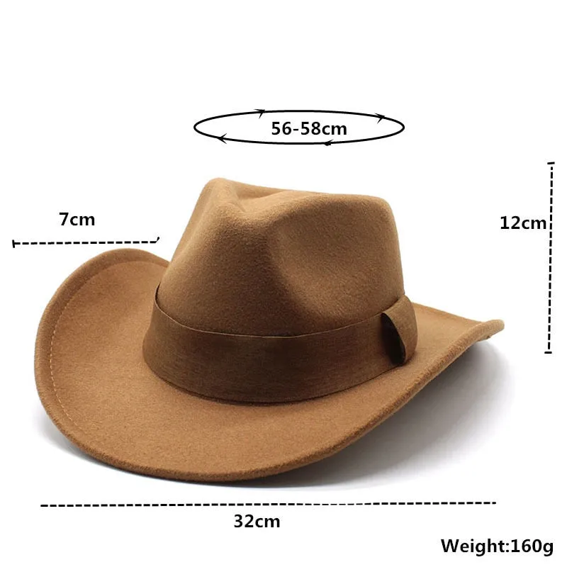 Formal Style Retro Western Wide Brim Jazz Cowboy Hat for Men and Women