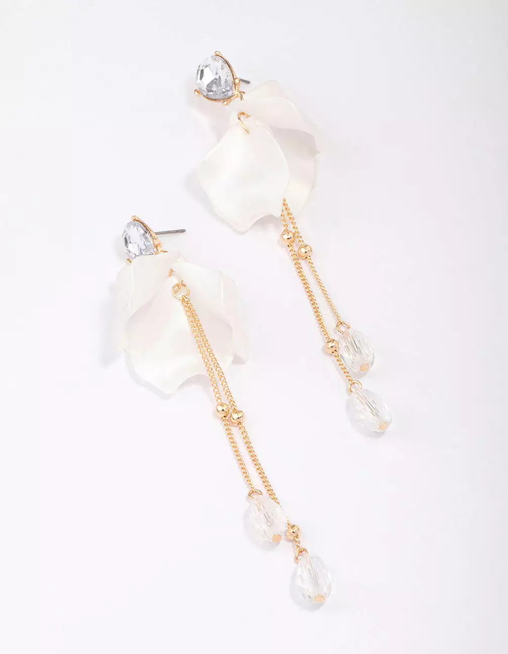 Gold Climbing Rose Drop Earrings