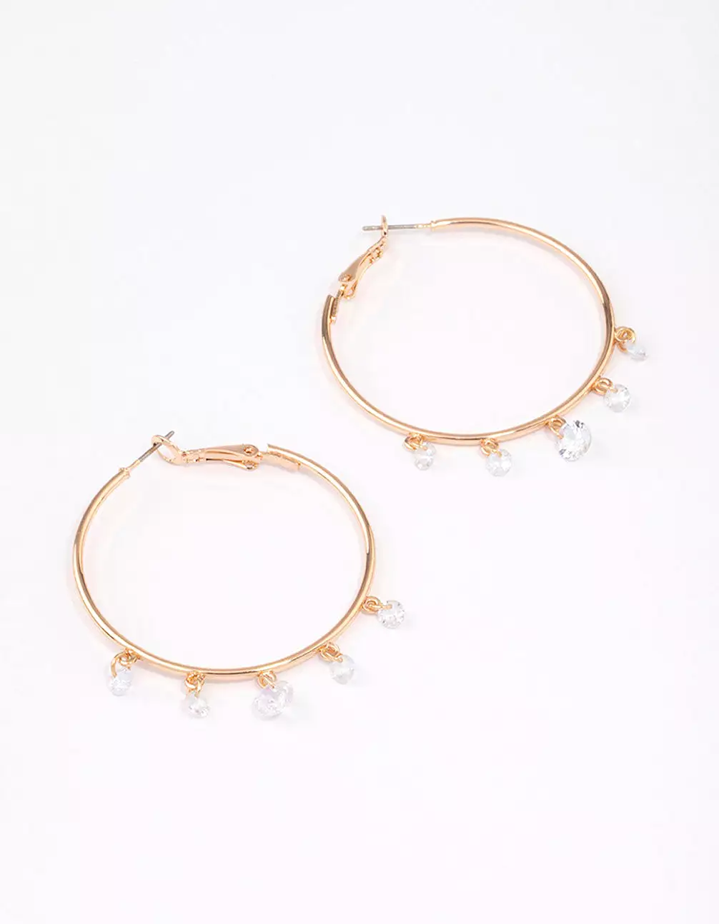 Gold Cubic Zirconia Dangle Hoop Earrings