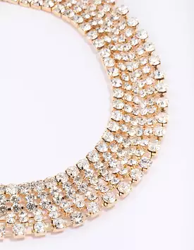 Gold Cupchain Diamante Statement Necklace