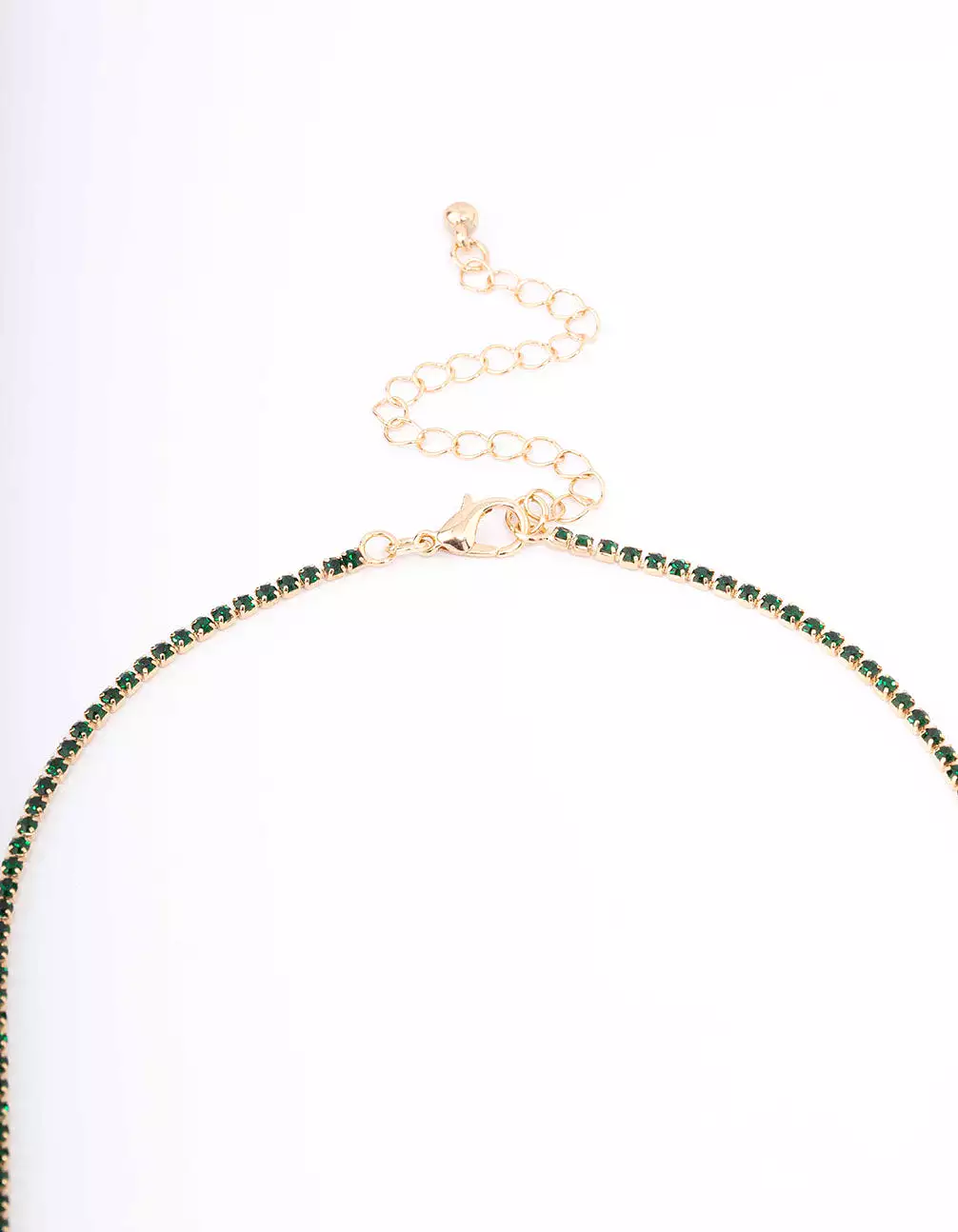 Gold Dainty Emerald Ribbon Lariat Necklace