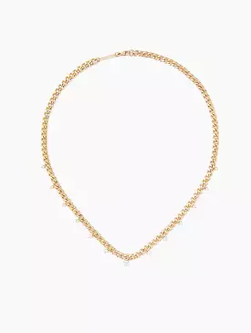 Graduated Prong Diamonds Medium Curb Chain Necklace