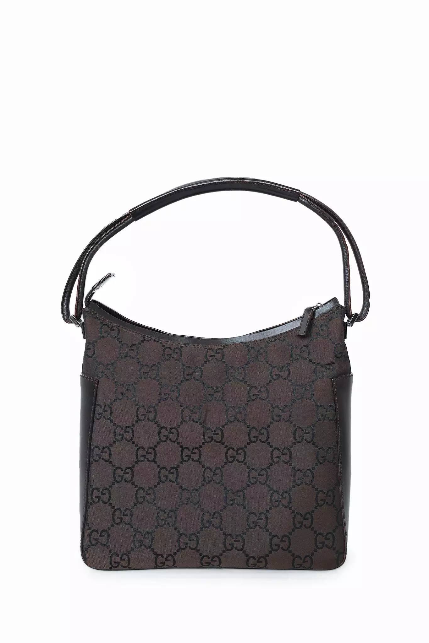 Gucci Brown Monogram Nylon/Leather Clasp Hobo Shoulder Bag