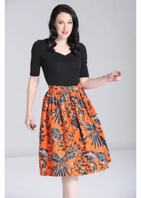 Hell Bunny Rio Parrots 50's Swing Skirt Orange