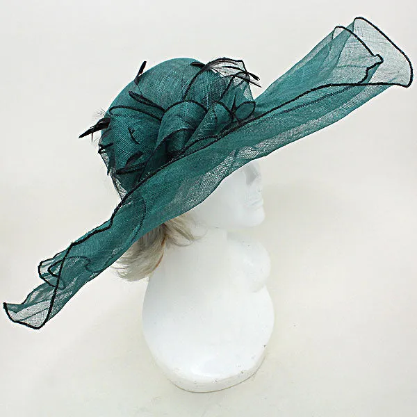 iLLASPARKZ Feather Adorned Bow Flower Sinamay Dressy Hat