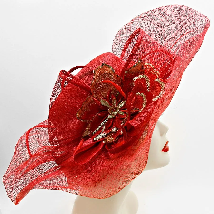 iLLASPARKZ Ribboned Wide Brim Sinamay Dressy Hat