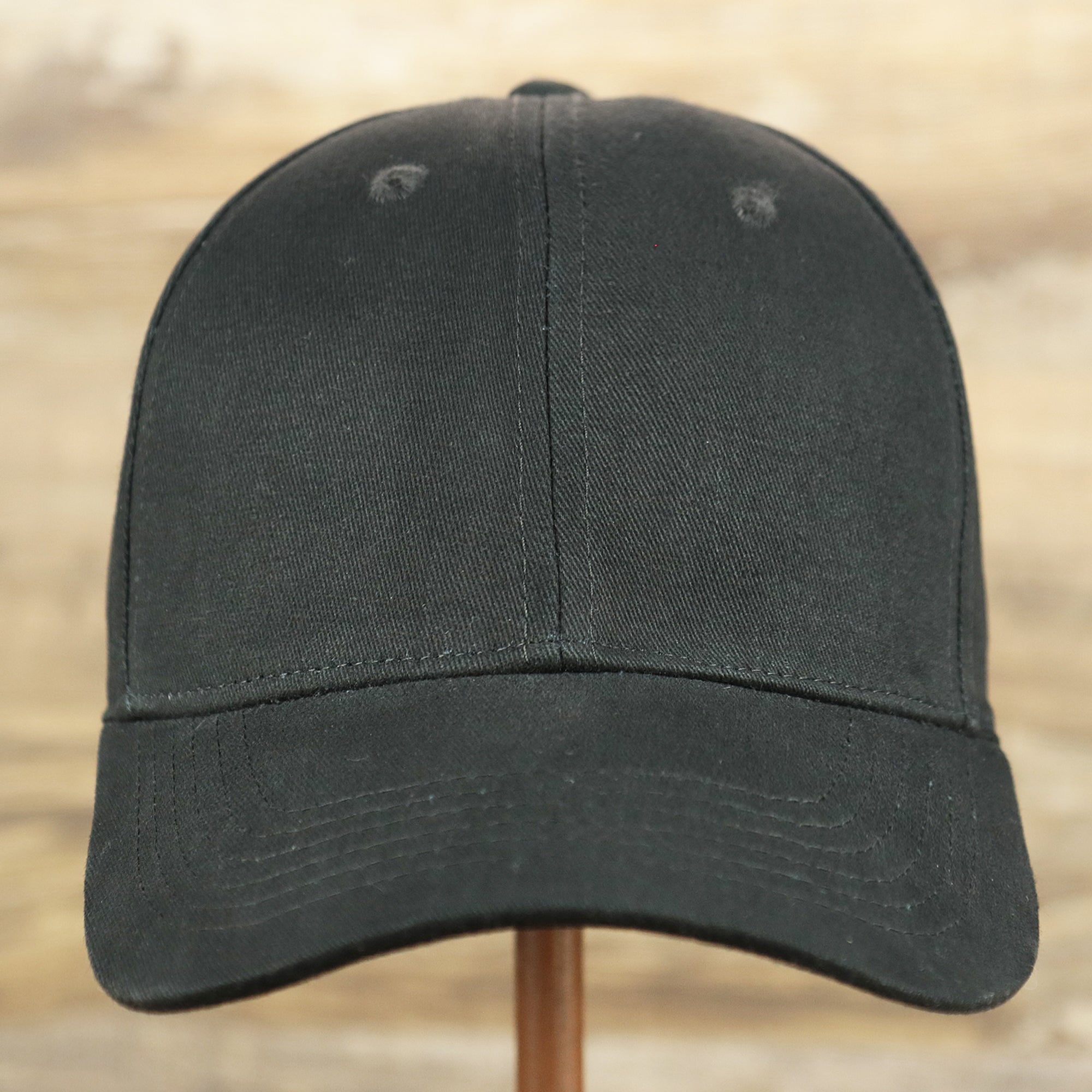 Jet Black Structured Cotton Blank Small Fit Flexfit Cap | Black Stretch Fit Caps