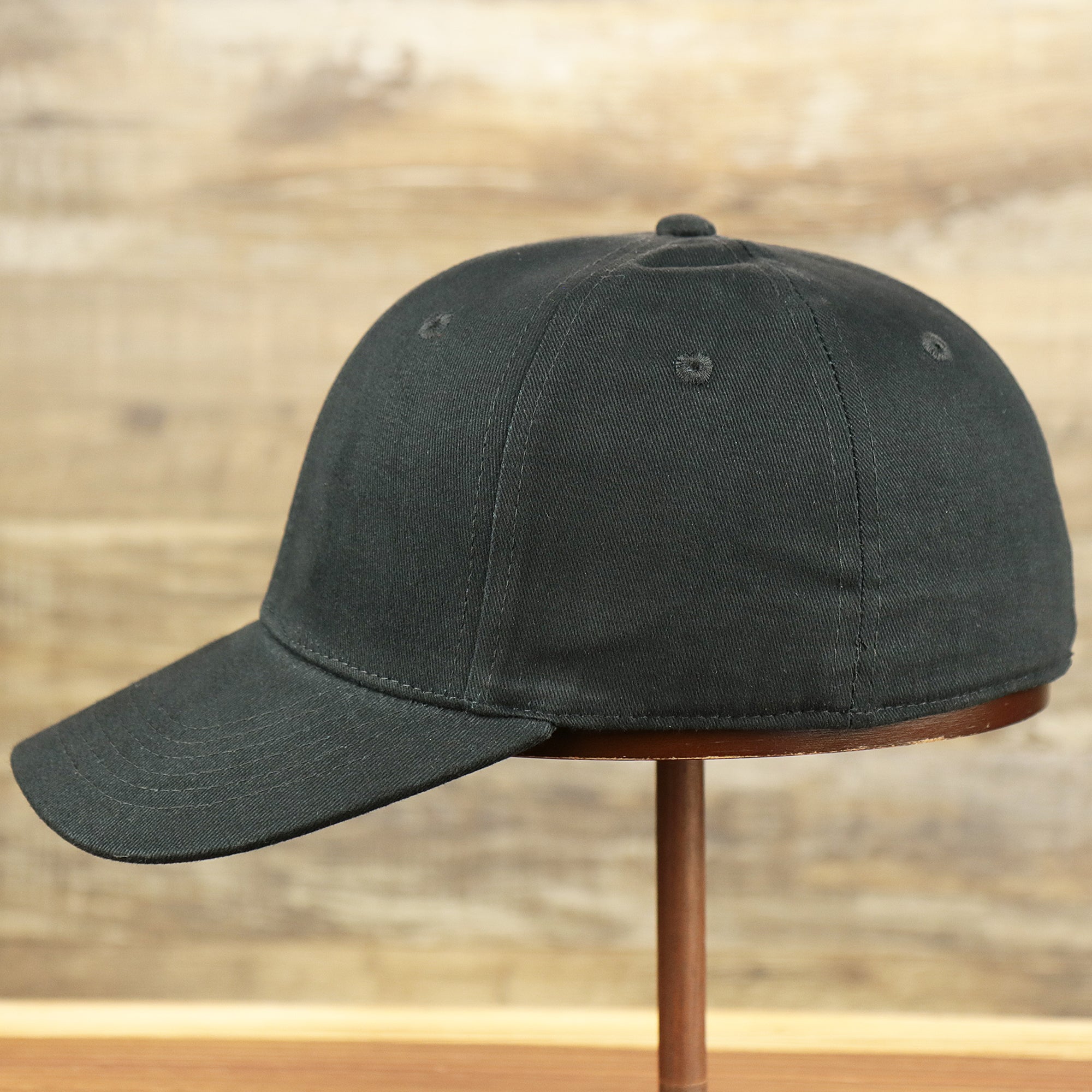 Jet Black Structured Cotton Blank Small Fit Flexfit Cap | Black Stretch Fit Caps