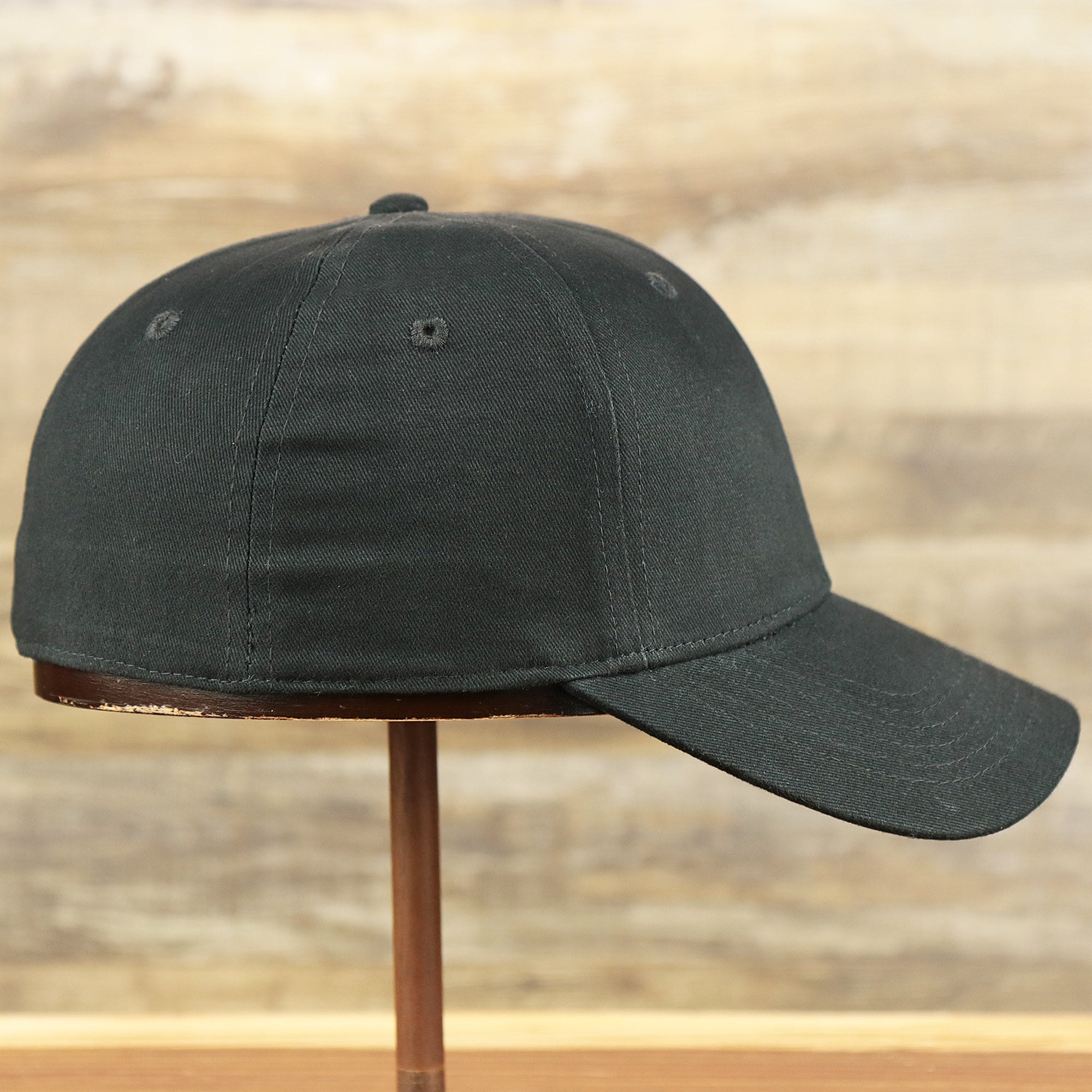 Jet Black Structured Cotton Blank Small Fit Flexfit Cap | Black Stretch Fit Caps