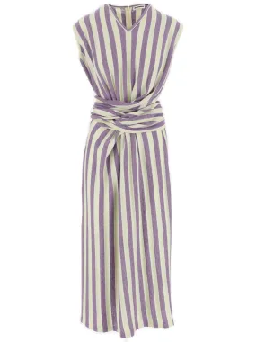 Jil Sander V-Neck Striped Knitted Dress