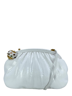 Judith Leiber Lizard Jeweled Snail Clasp Evening Bag Clutch