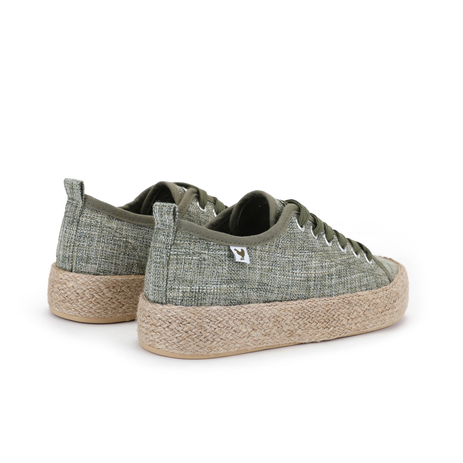 Khaki linen lace-up espadrille sneakers