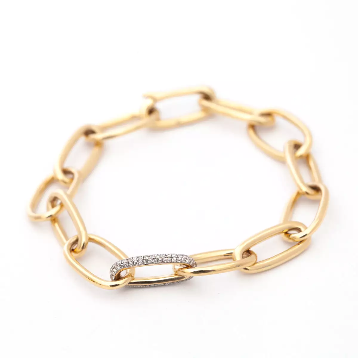 Long Rectangular Chain Bracelet with Pavé Invisible Clasp