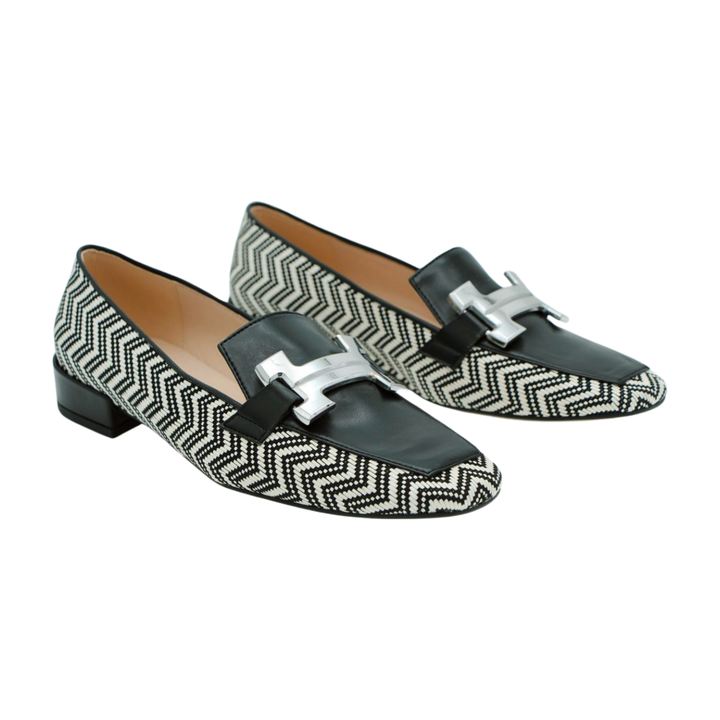 MARIAN Black & White print  loafer with buckle detail